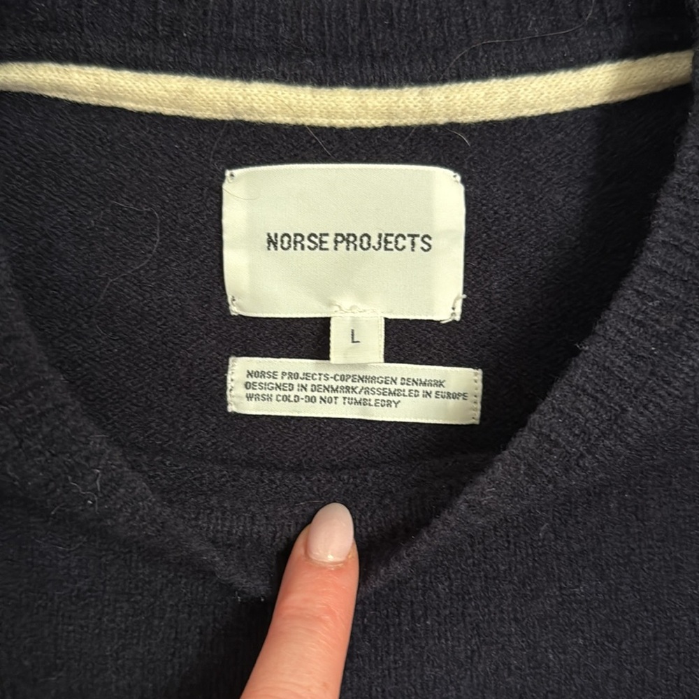 Norse Projects Sigfried Merino Lambswool Crewneck Sweater Navy Blue - Picture 4 of 10